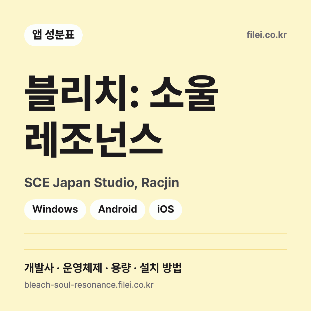 블리치: 소울 레조넌스 다운로드 · SCE Japan Studio, Racjin · Windows, Android, iOS