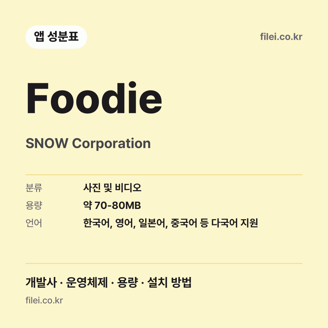 Foodie 다운로드 · SNOW Corporation