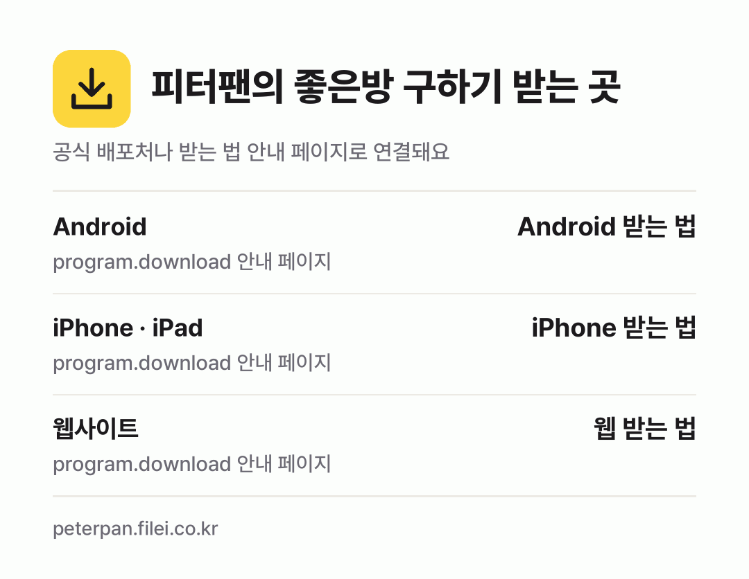 피터팬의 좋은방 구하기 받는 곳: Android, iPhone · iPad, 웹사이트