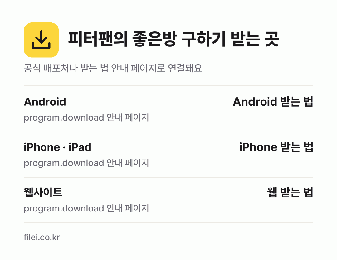 피터팬의 좋은방 구하기 받는 곳: Android, iPhone · iPad, 웹사이트