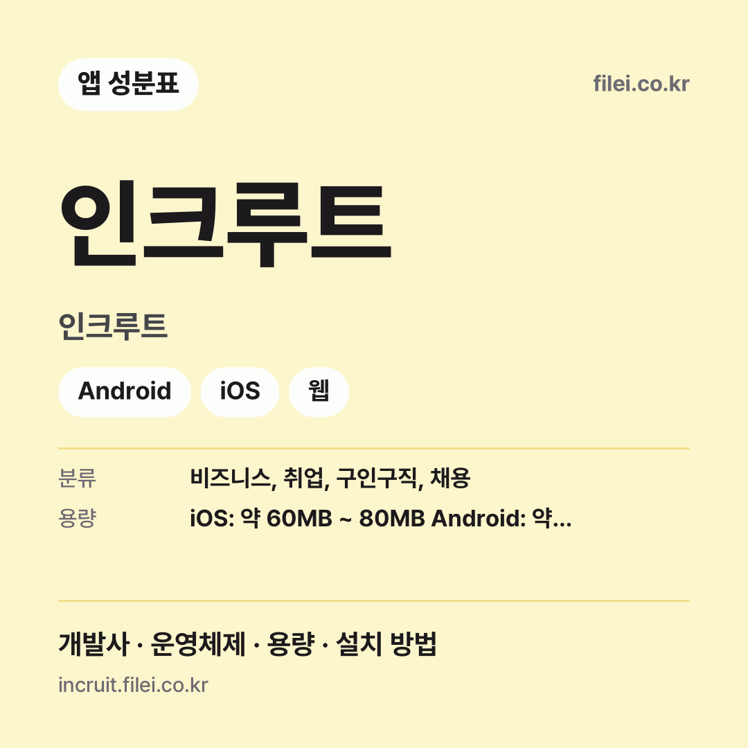 인크루트 다운로드 · 인크루트 · Android, iOS, 웹
