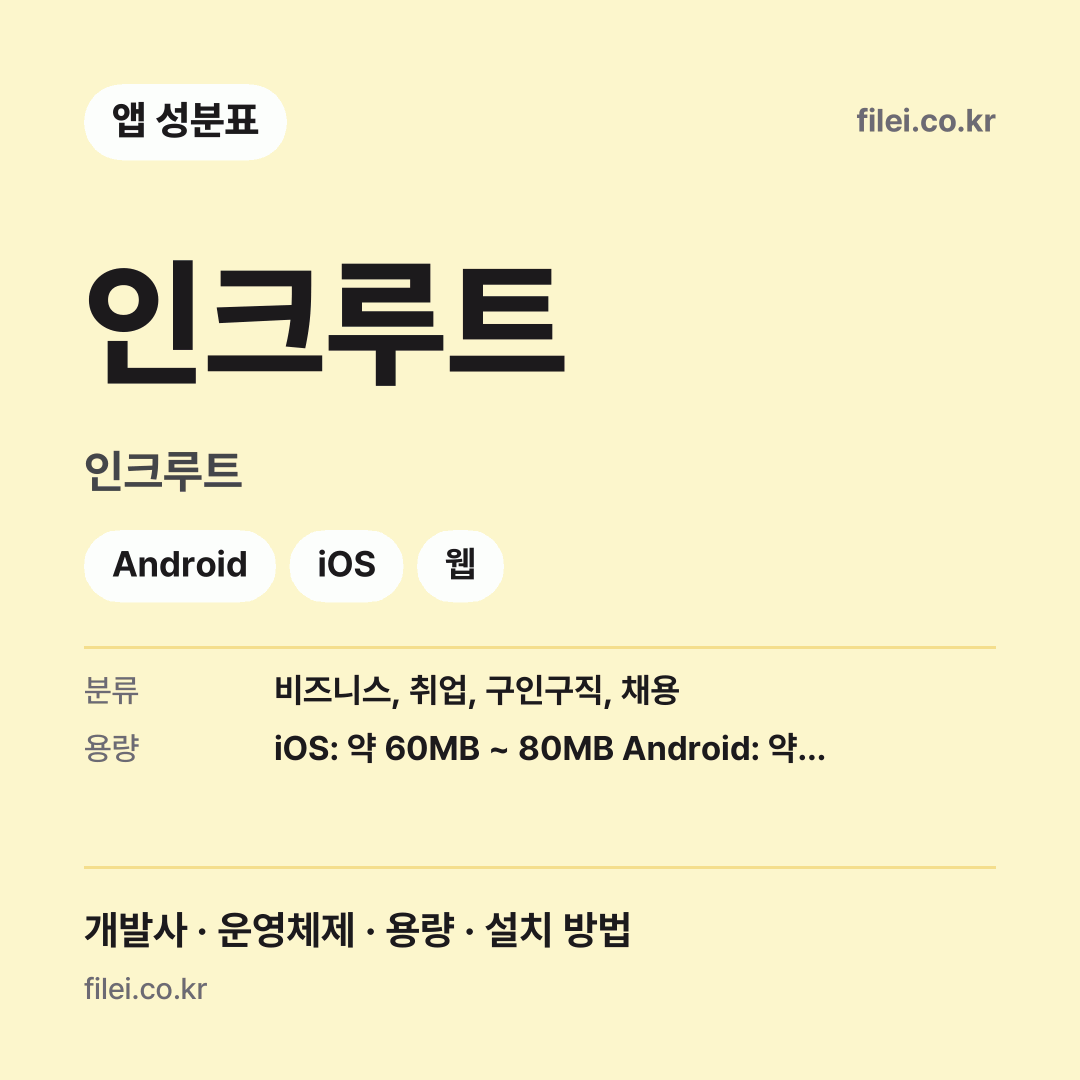 인크루트 다운로드 · 인크루트 · Android, iOS, 웹