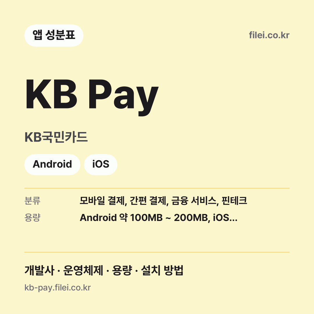 KB Pay 다운로드 · KB국민카드 · Android, iOS