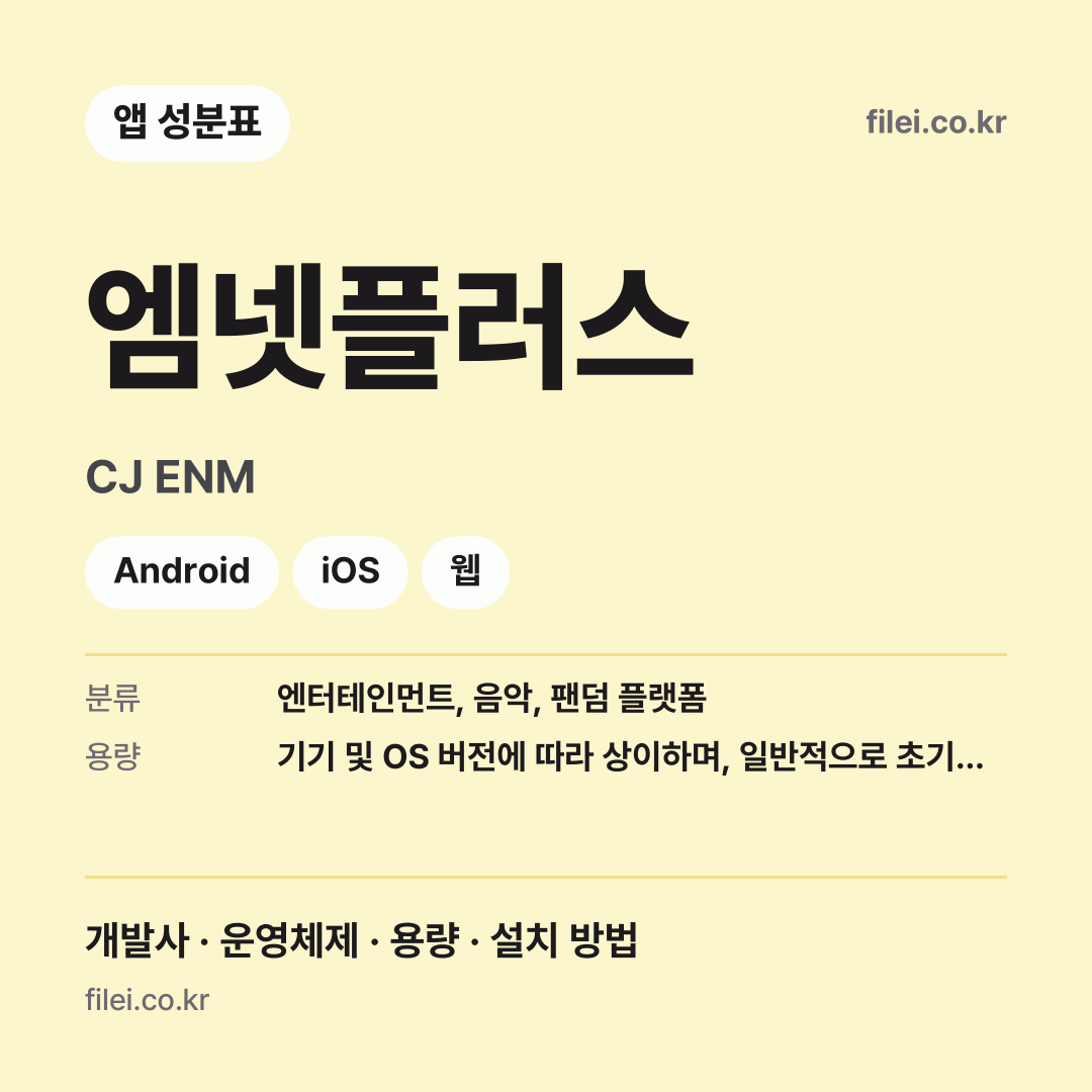 엠넷플러스 다운로드 · CJ ENM · Android, iOS, 웹
