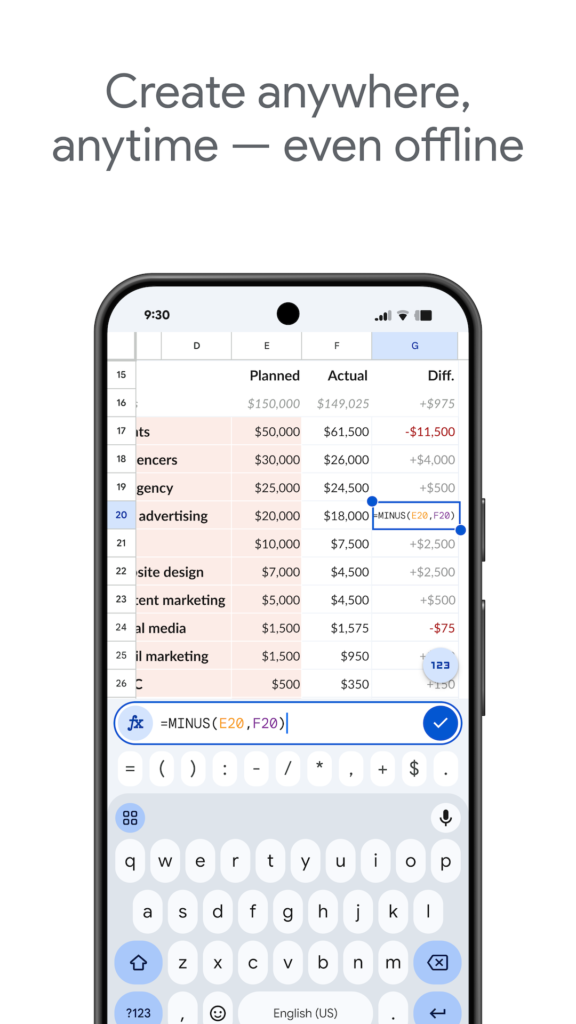 Google Sheets 스크린샷 3