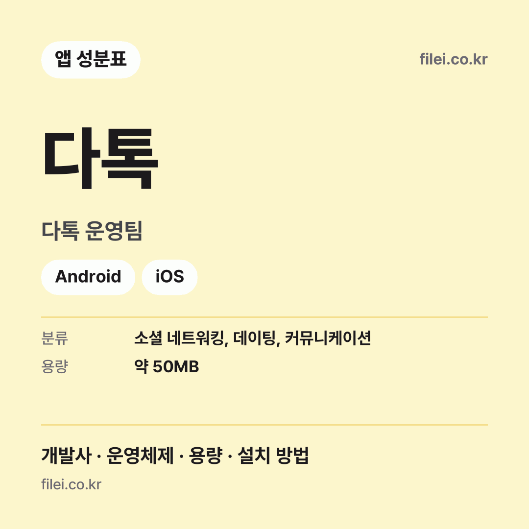 다톡 다운로드 · 다톡 운영팀 · Android, iOS