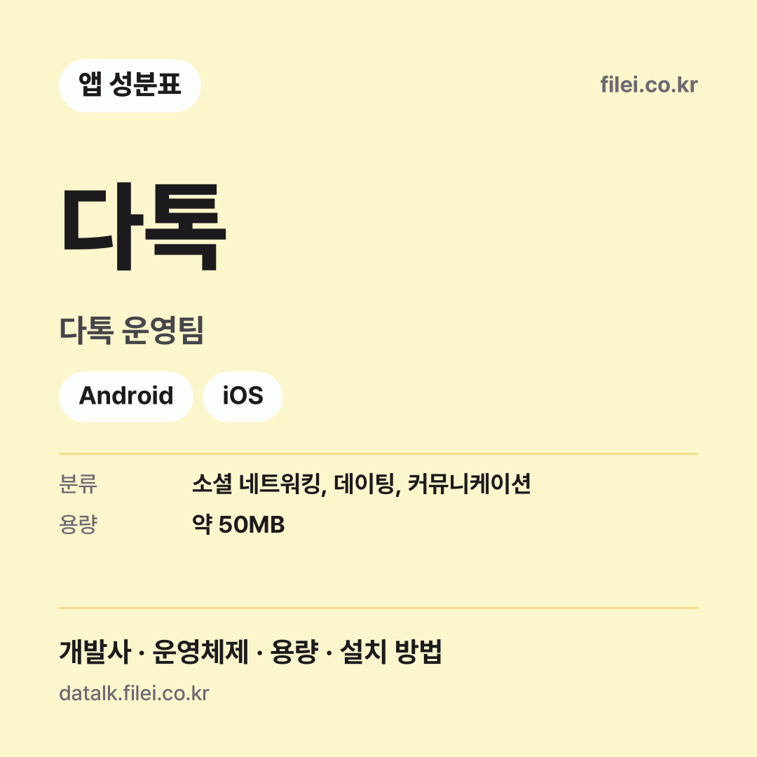 다톡 다운로드 · 다톡 운영팀 · Android, iOS