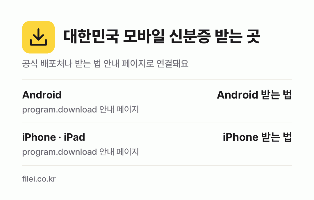 대한민국 모바일 신분증 받는 곳: Android, iPhone · iPad