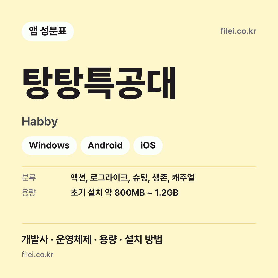 탕탕특공대 다운로드 · Habby · Windows, Android, iOS