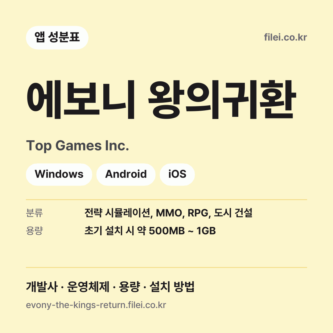 에보니 왕의귀환 다운로드 · Top Games Inc. · Windows, Android, iOS