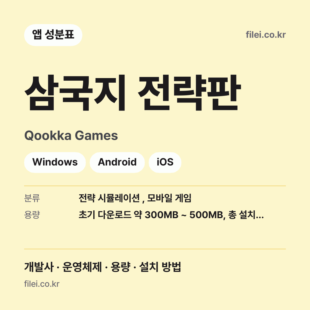 삼국지 전략판 다운로드 · Qookka Games · Windows, Android, iOS