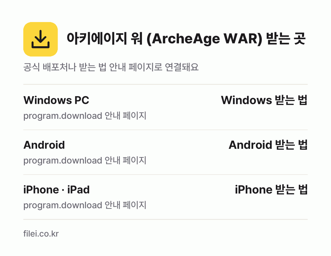 아키에이지 워 (ArcheAge WAR) 받는 곳: Windows PC, Android, iPhone · iPad