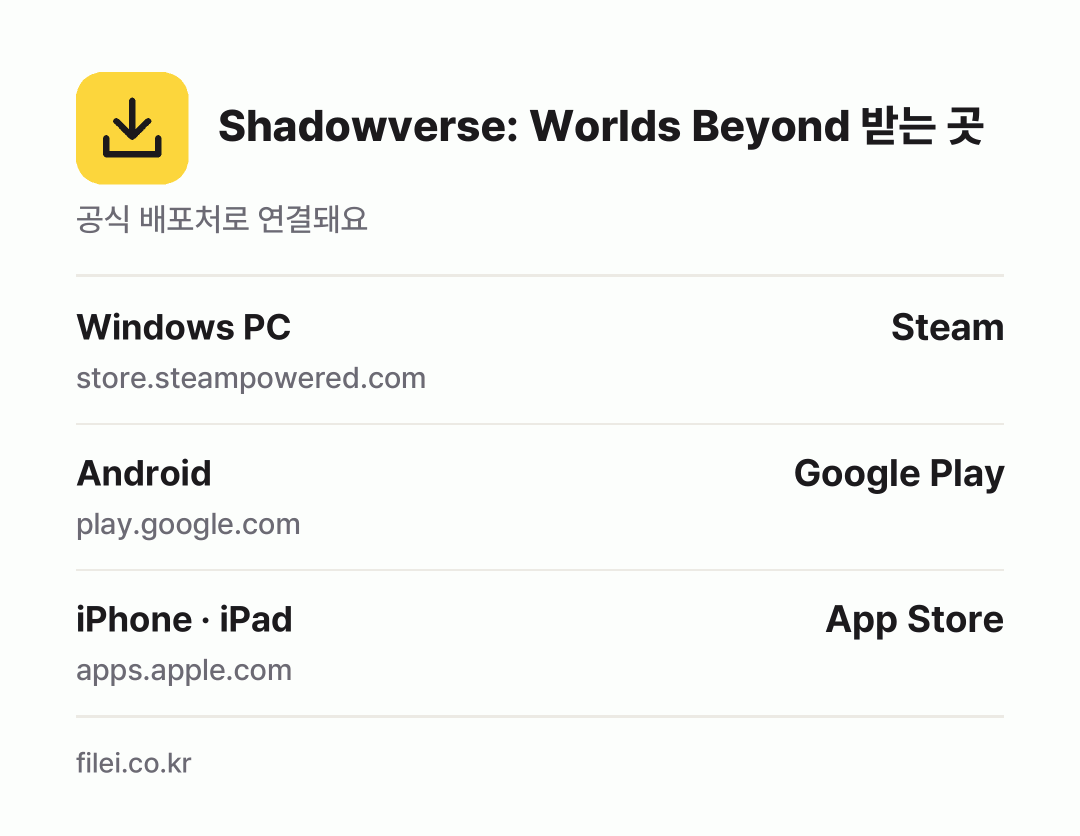 Shadowverse: Worlds Beyond 받는 곳: Windows PC, Android, iPhone · iPad