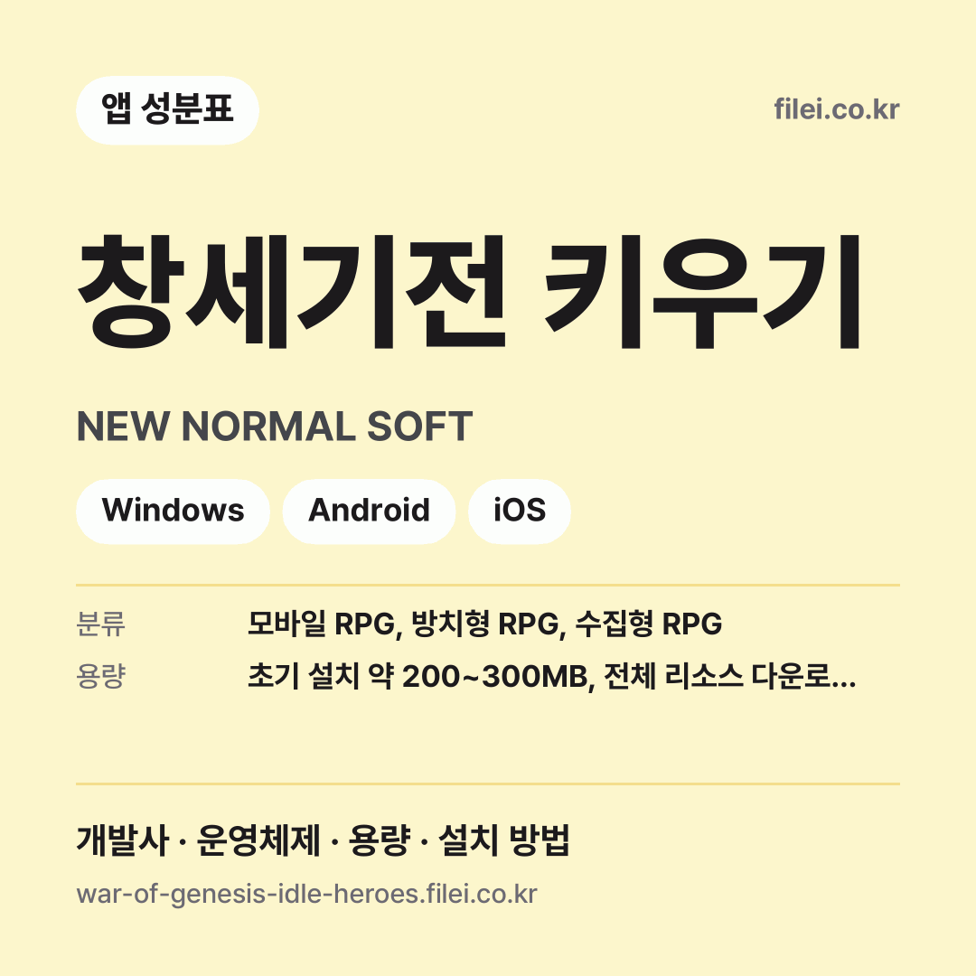 창세기전 키우기 다운로드 · NEW NORMAL SOFT · Windows, Android, iOS