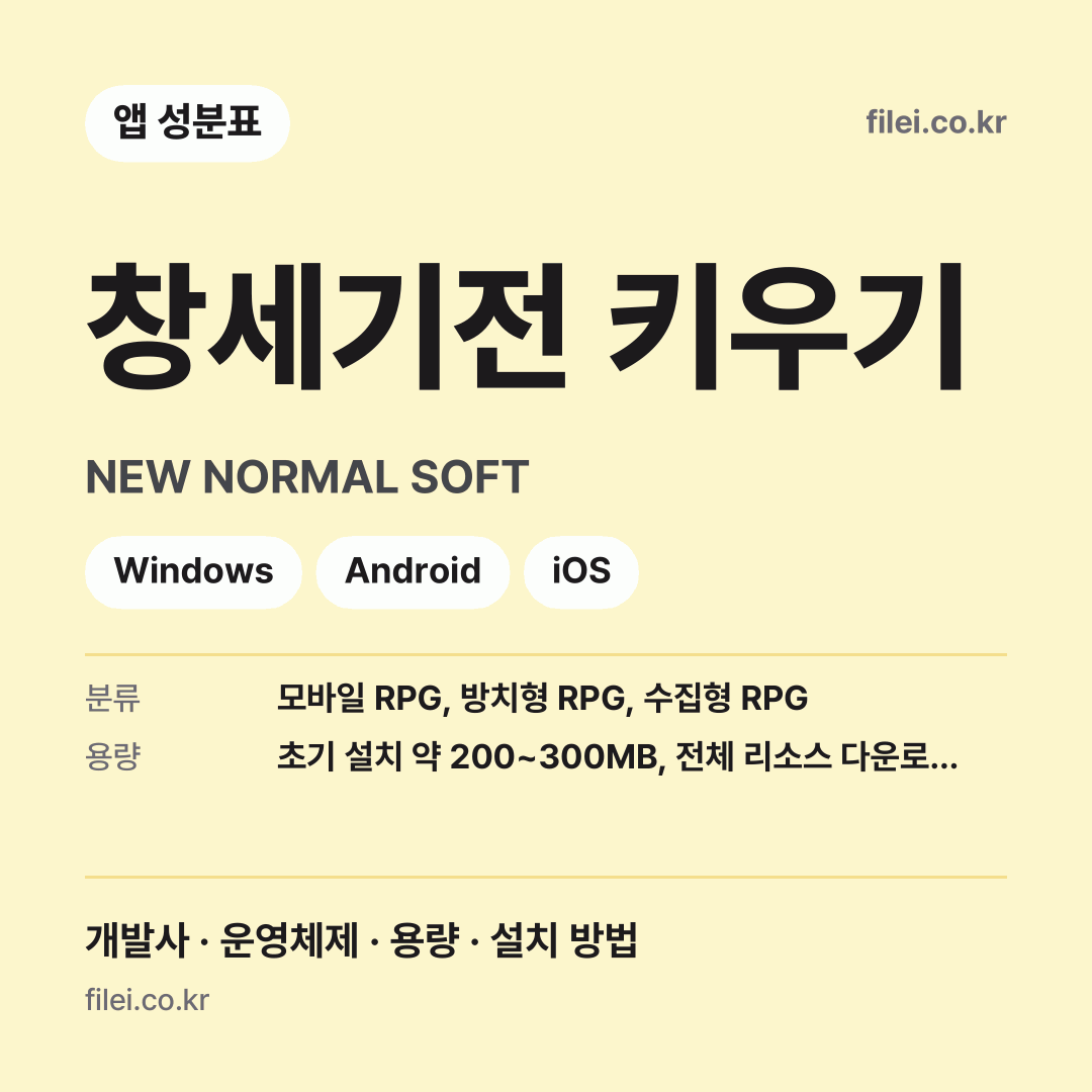 창세기전 키우기 다운로드 · NEW NORMAL SOFT · Windows, Android, iOS