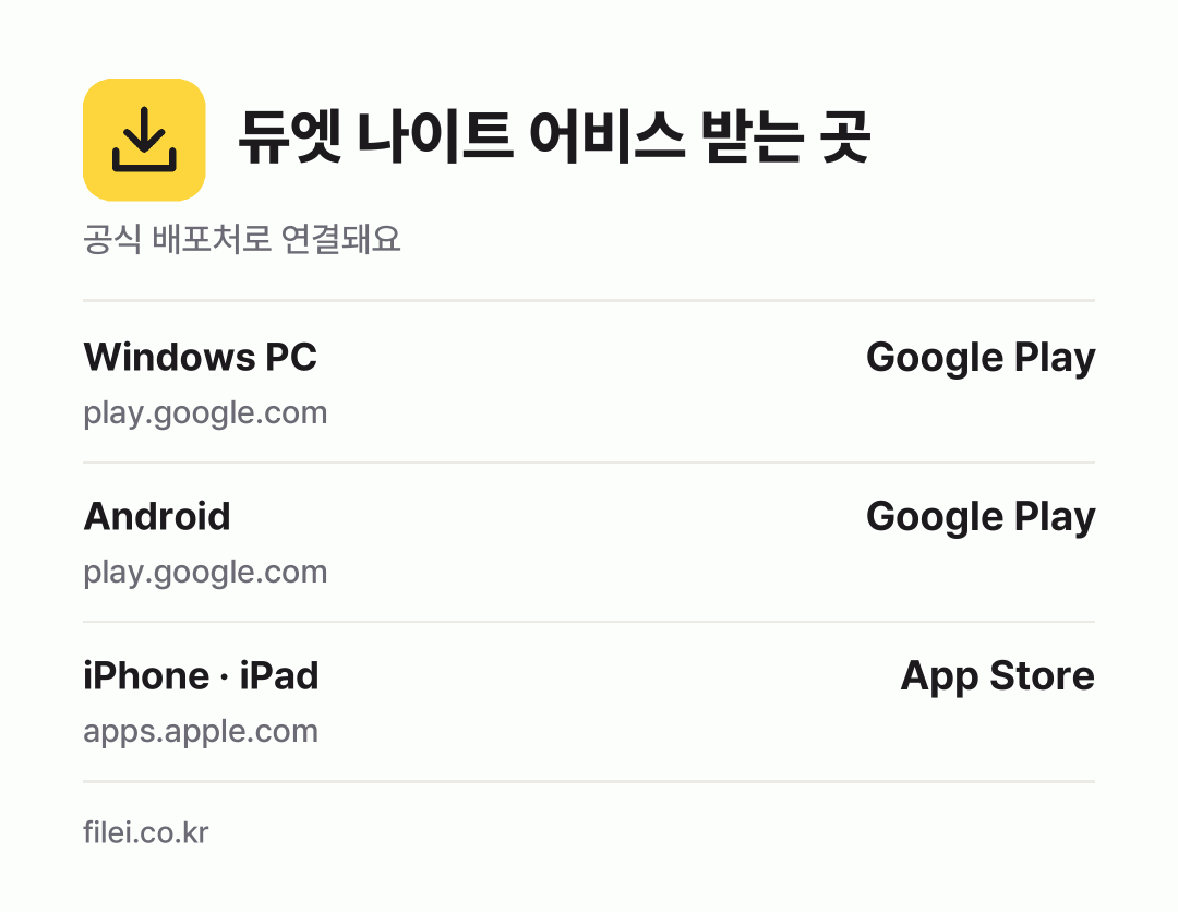 듀엣 나이트 어비스 받는 곳: Windows PC, Android, iPhone · iPad