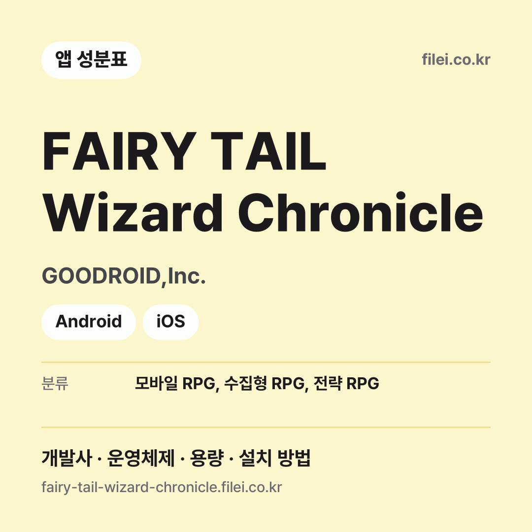 FAIRY TAIL Wizard Chronicle 다운로드 · GOODROID,Inc. · Android, iOS