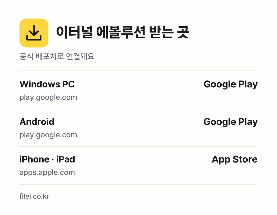 이터널 에볼루션 받는 곳: Windows PC, Android, iPhone · iPad