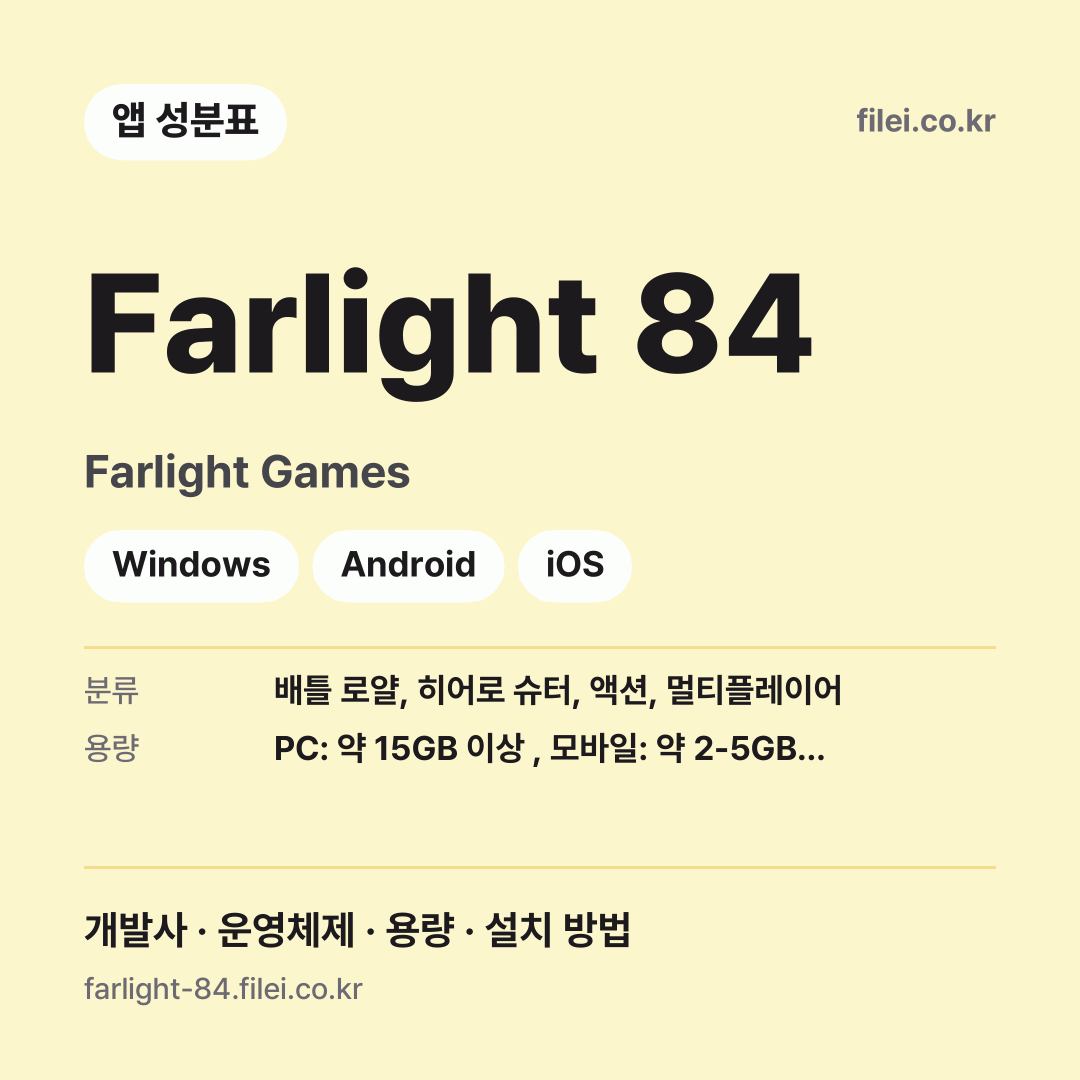 Farlight 84 다운로드 · Farlight Games · Windows, Android, iOS
