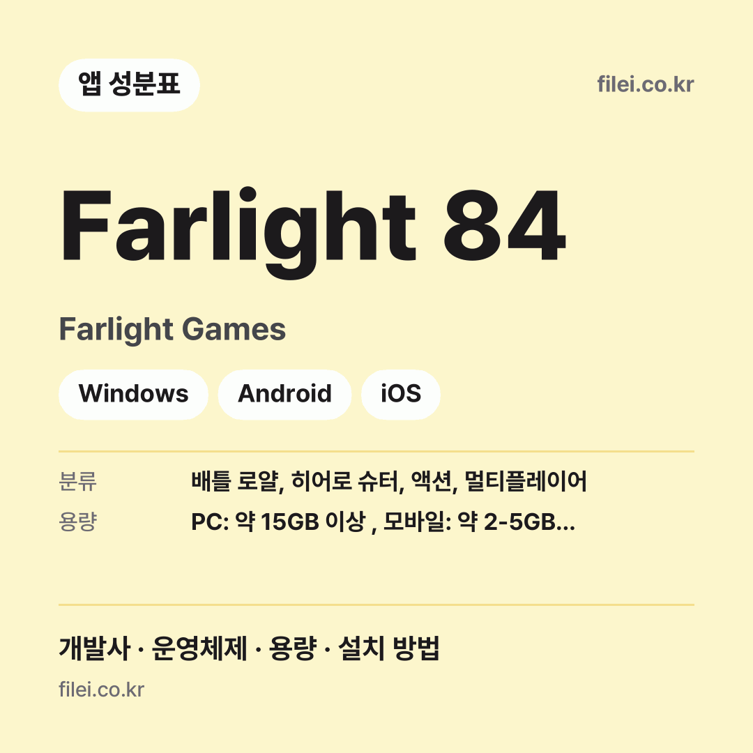 Farlight 84 다운로드 · Farlight Games · Windows, Android, iOS