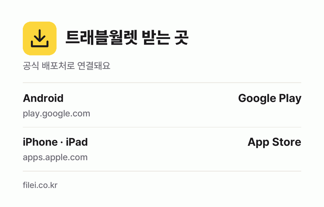 트래블월렛 받는 곳: Android, iPhone · iPad