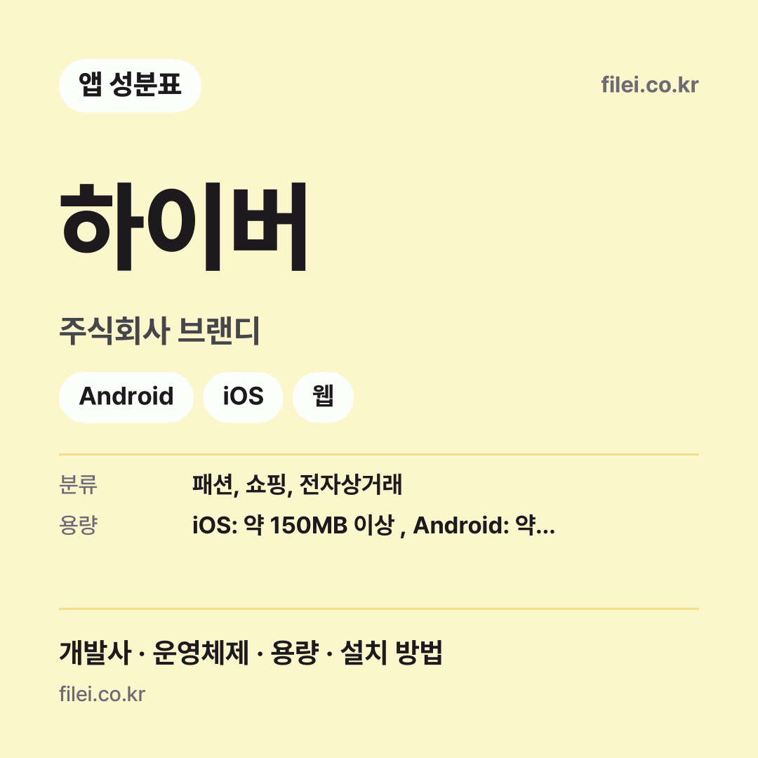 하이버 다운로드 · 주식회사 브랜디 · Android, iOS, 웹