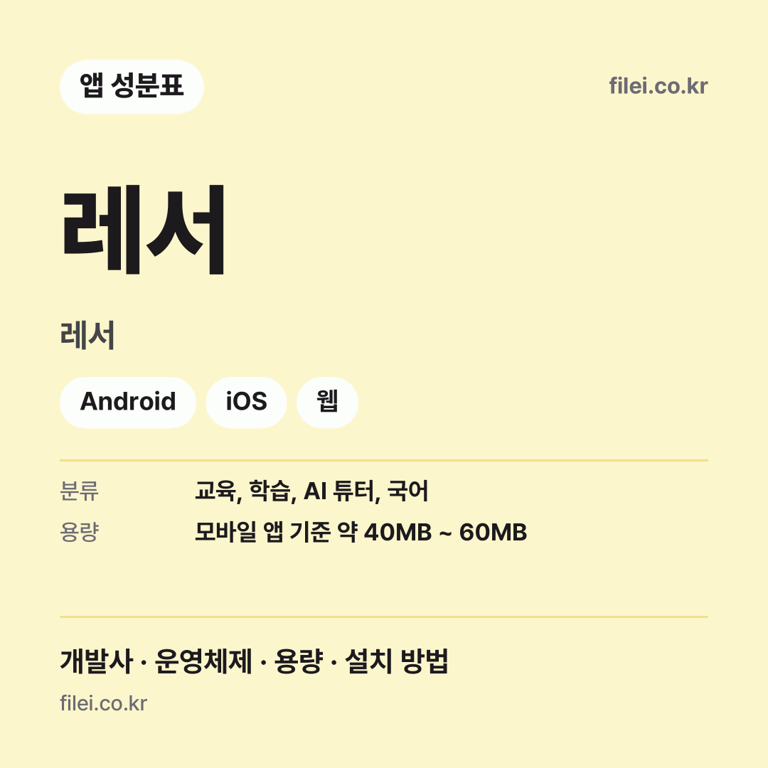 레서 다운로드 · 레서 · Android, iOS, 웹