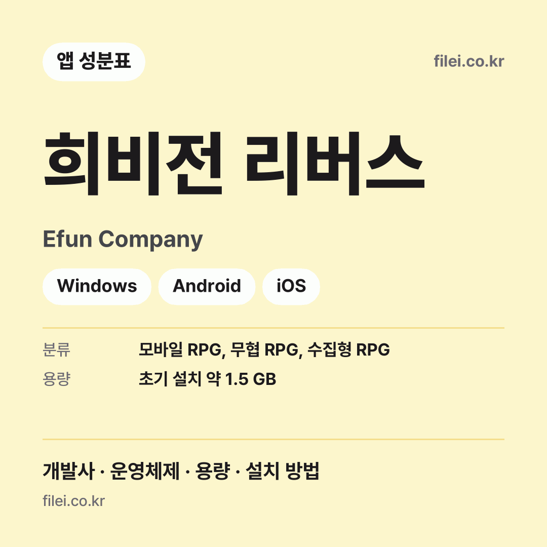 희비전 리버스 다운로드 · Efun Company · Windows, Android, iOS