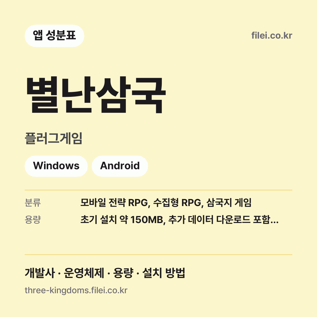별난삼국 다운로드 · 플러그게임 · Windows, Android