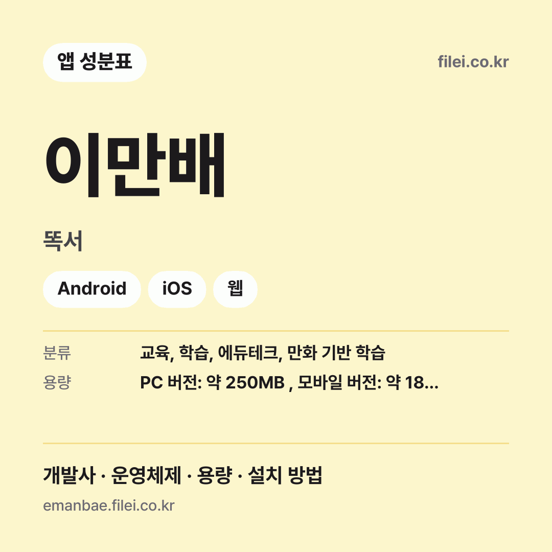 이만배 다운로드 · 똑서 · Android, iOS, 웹