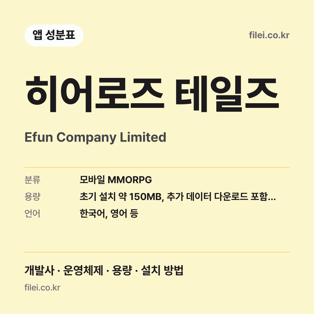 히어로즈 테일즈 다운로드 · Efun Company Limited