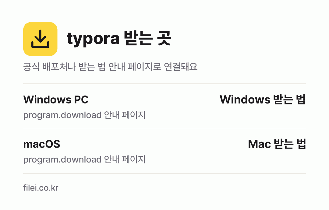 typora 받는 곳: Windows PC, macOS