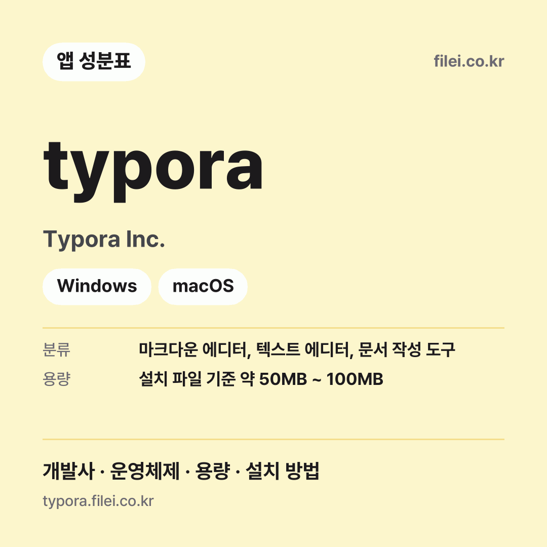 typora 다운로드 · Typora Inc. · Windows, macOS