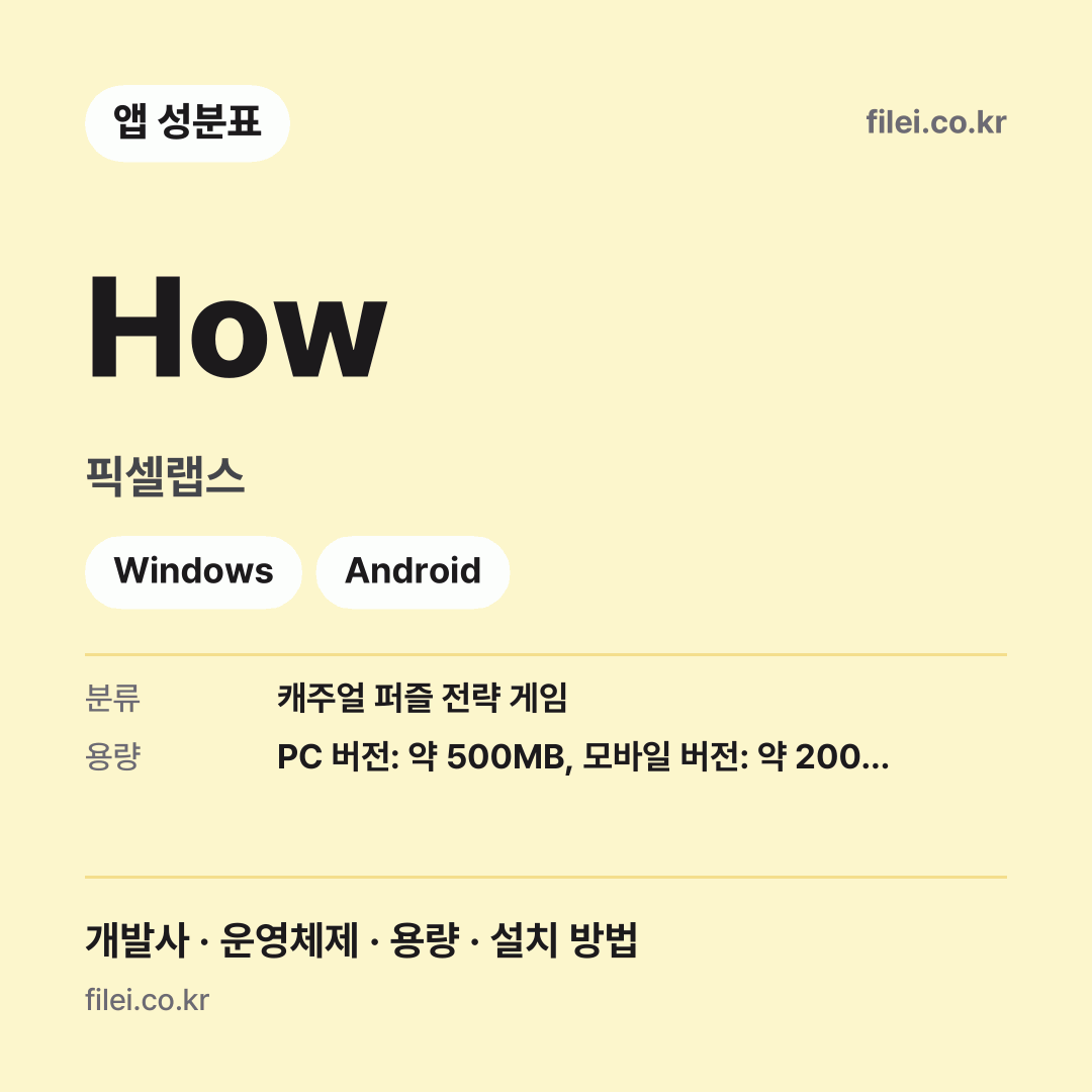 How 다운로드 · 픽셀랩스 · Windows, Android