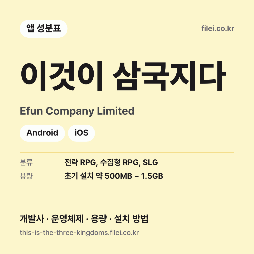 이것이 삼국지다 다운로드 · Efun Company Limited · Android, iOS