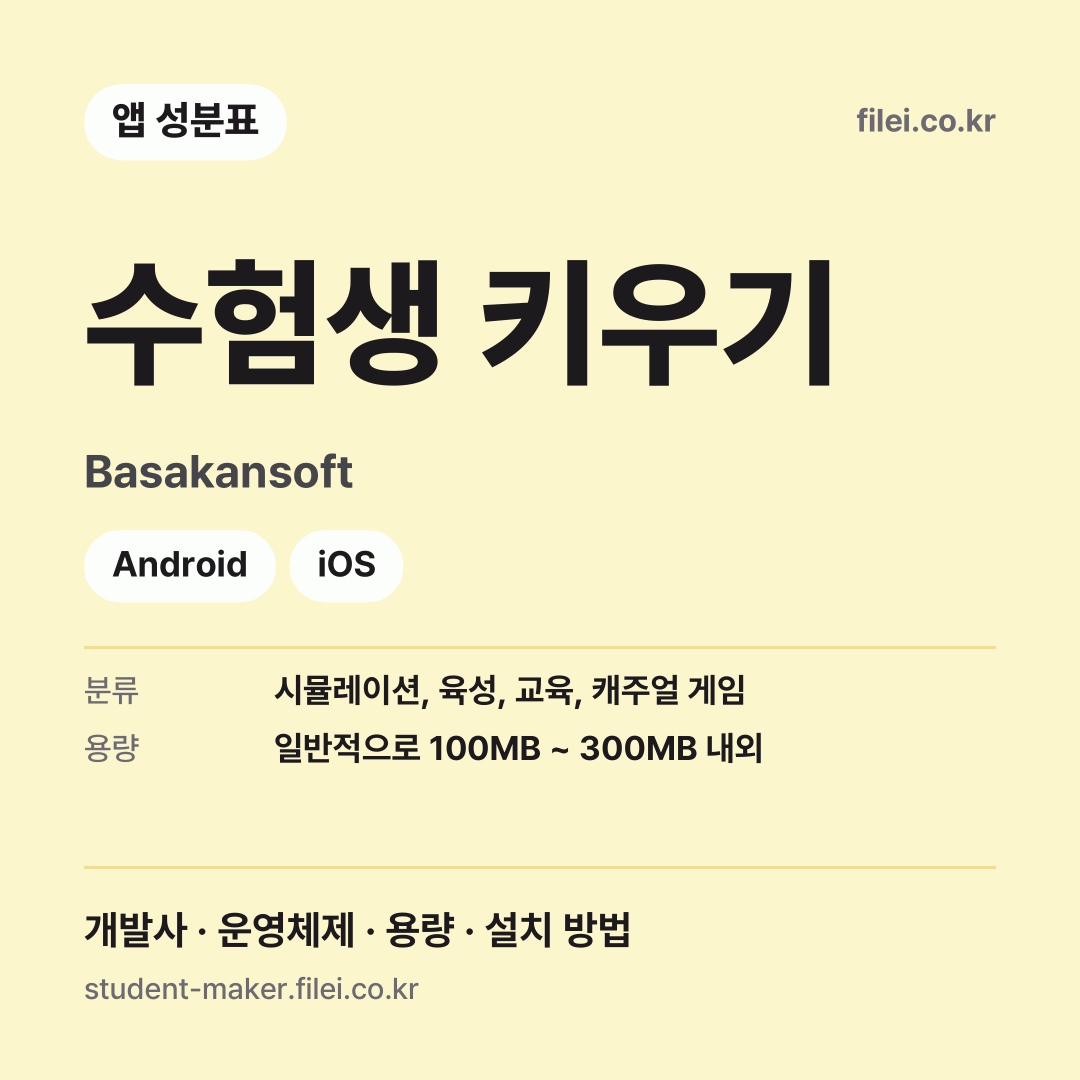 수험생 키우기 다운로드 · Basakansoft · Android, iOS