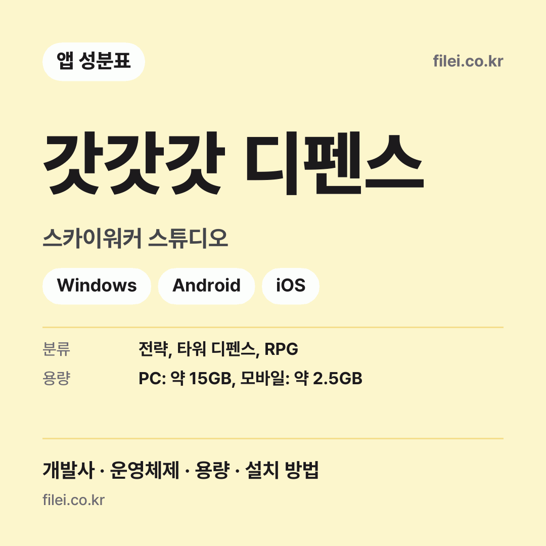 갓갓갓 디펜스 다운로드 · 스카이워커 스튜디오 · Windows, Android, iOS