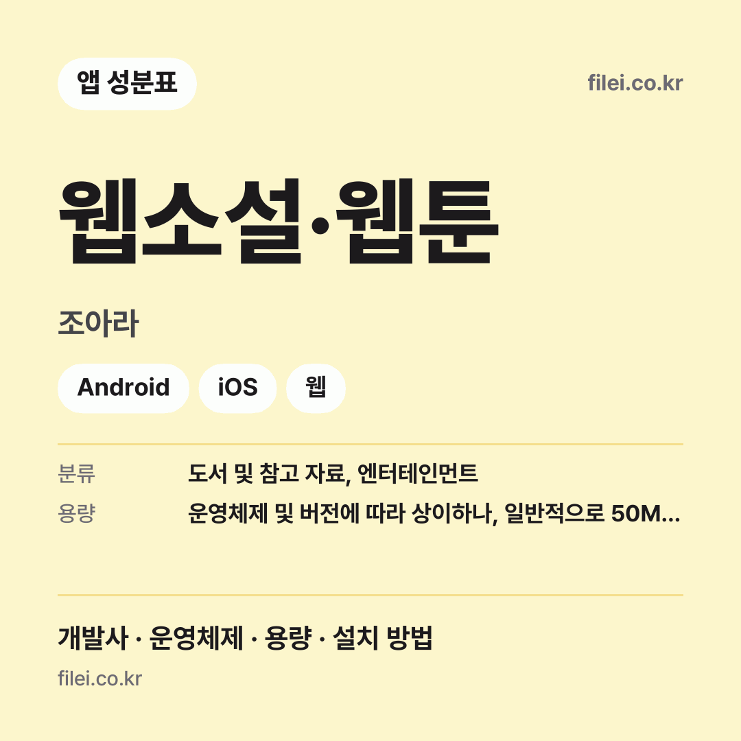 웹소설·웹툰 다운로드 · 조아라 · Android, iOS, 웹