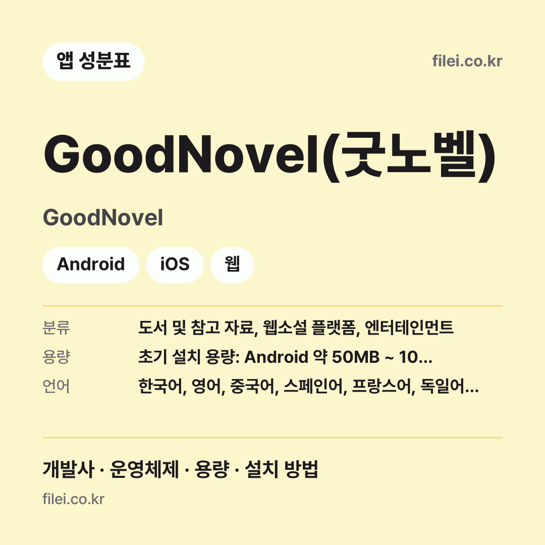 GoodNovel(굿노벨) 다운로드 · GoodNovel · Android, iOS, 웹
