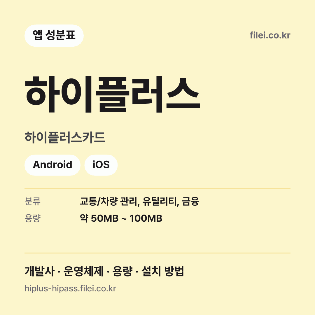 하이플러스 다운로드 · 하이플러스카드 · Android, iOS