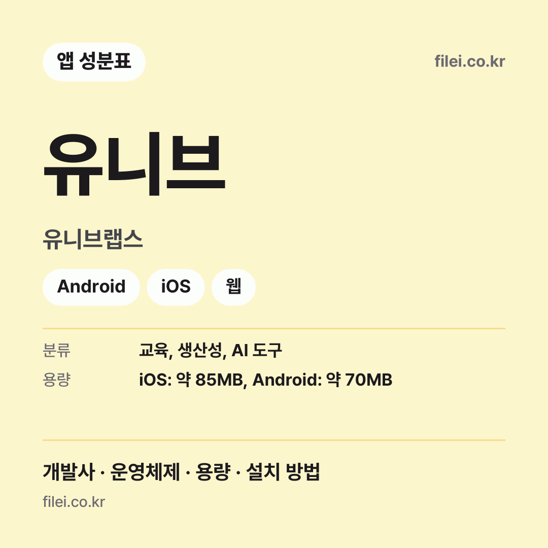 유니브 다운로드 · 유니브랩스 · Android, iOS, 웹