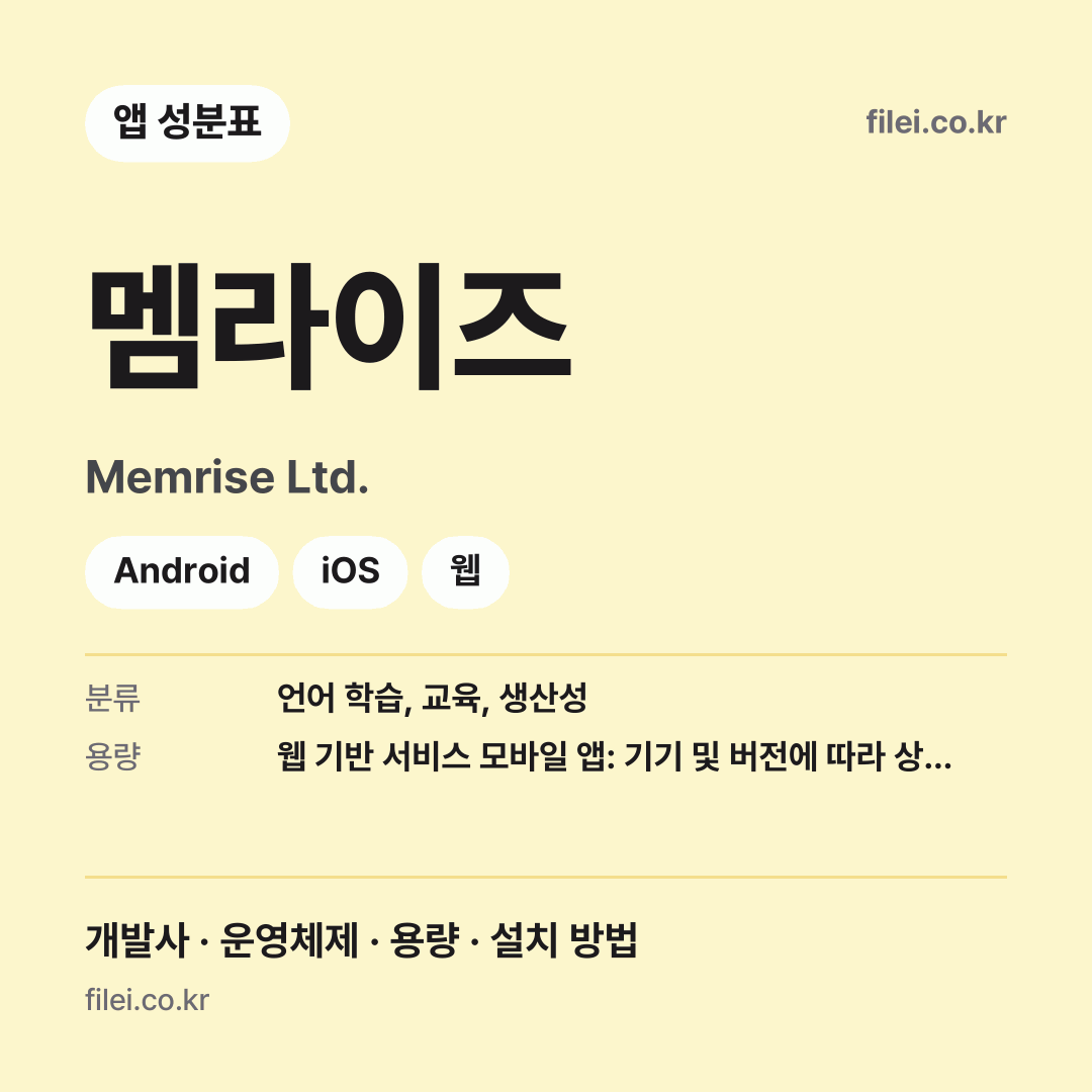 멤라이즈 다운로드 · Memrise Ltd. · Android, iOS, 웹
