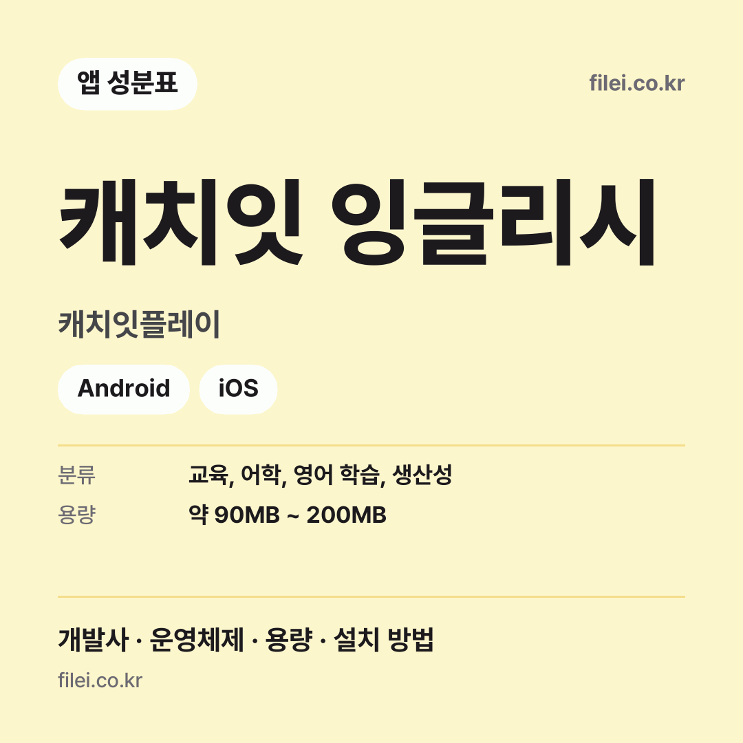 캐치잇 잉글리시 다운로드 · 캐치잇플레이 · Android, iOS