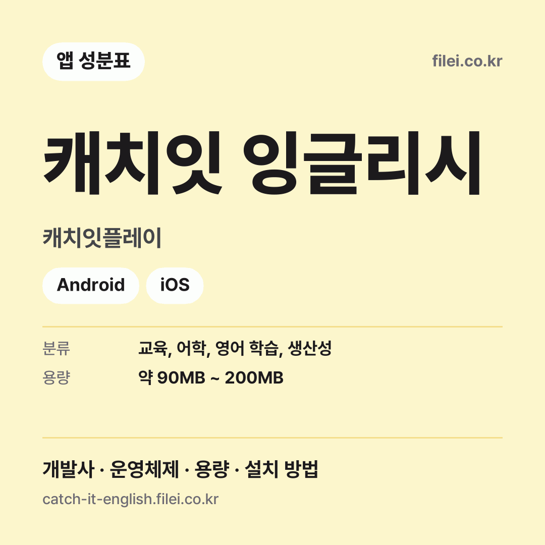 캐치잇 잉글리시 다운로드 · 캐치잇플레이 · Android, iOS