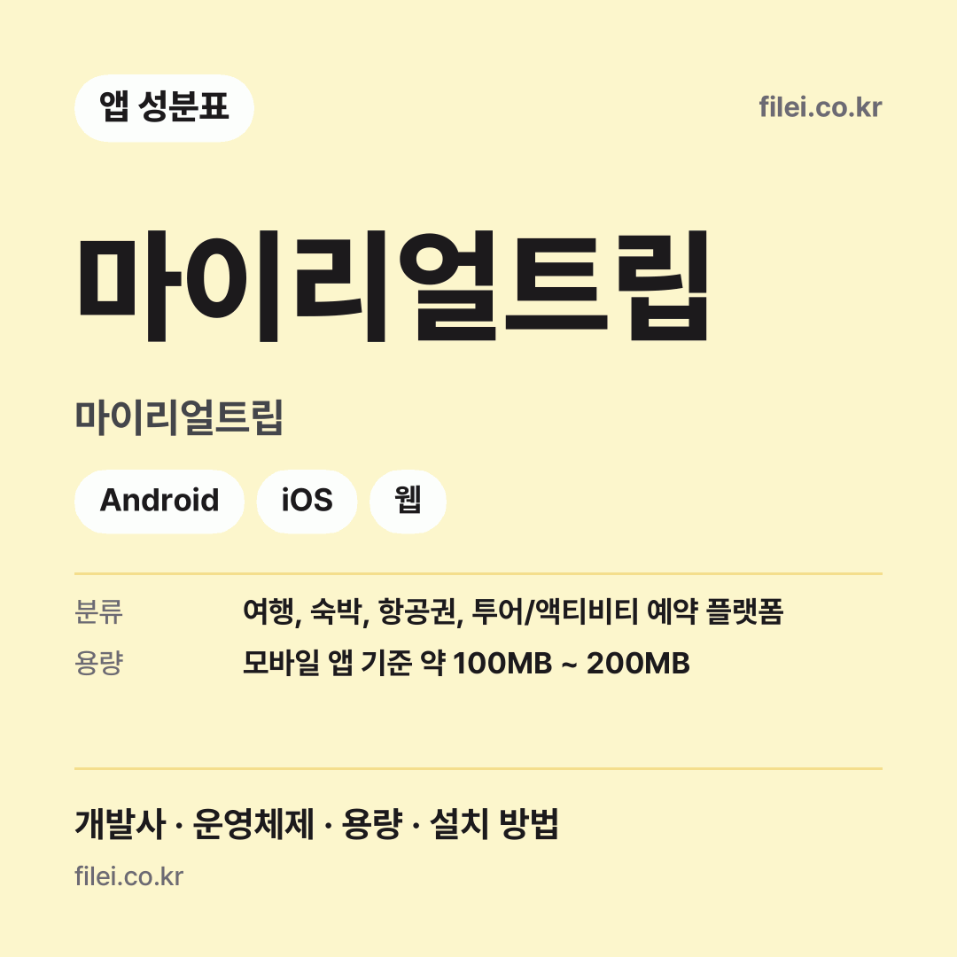 마이리얼트립 다운로드 · 마이리얼트립 · Android, iOS, 웹