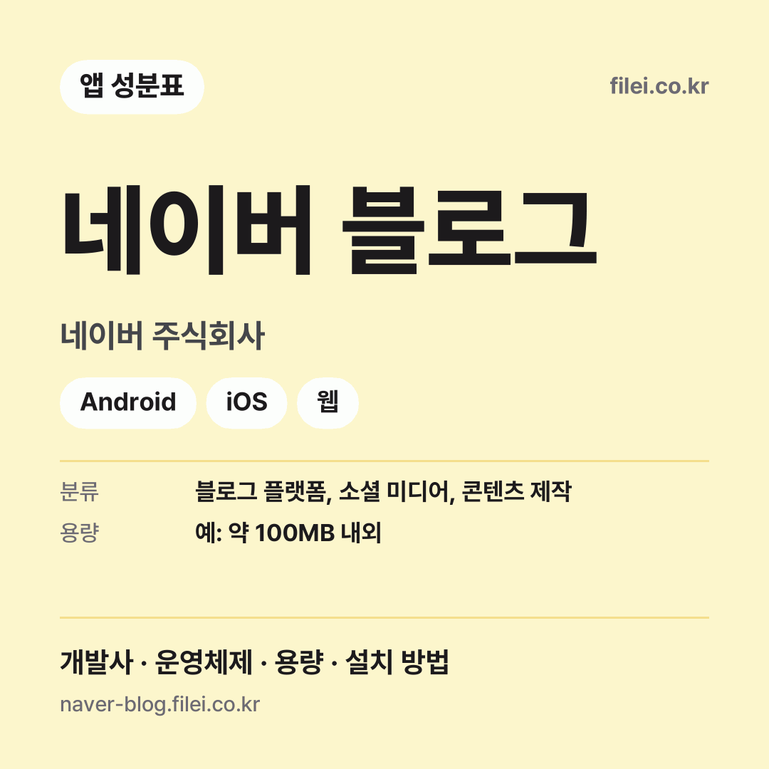 네이버 블로그 다운로드 · 네이버 주식회사 · Android, iOS, 웹