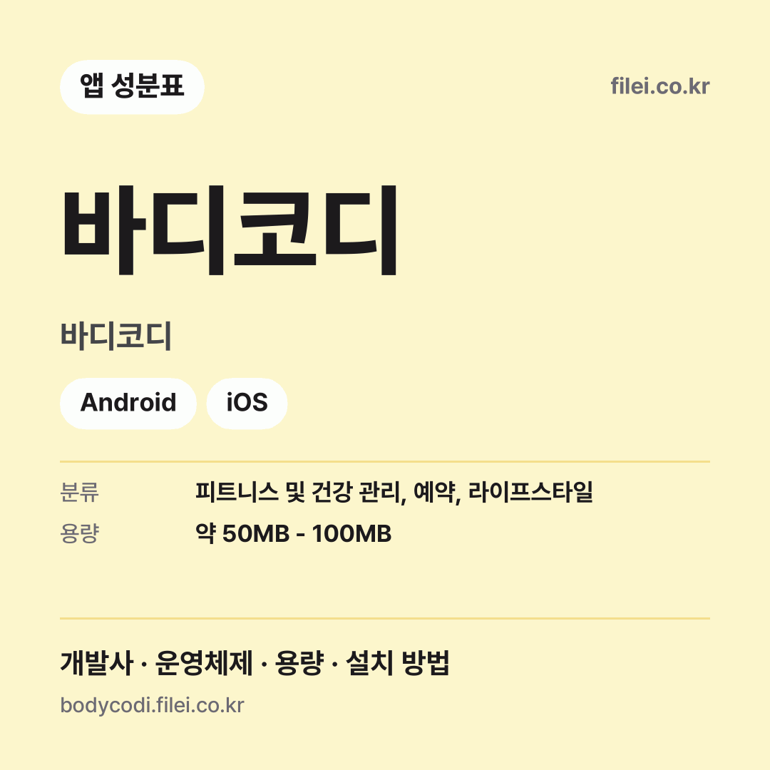 바디코디 다운로드 · 바디코디 · Android, iOS