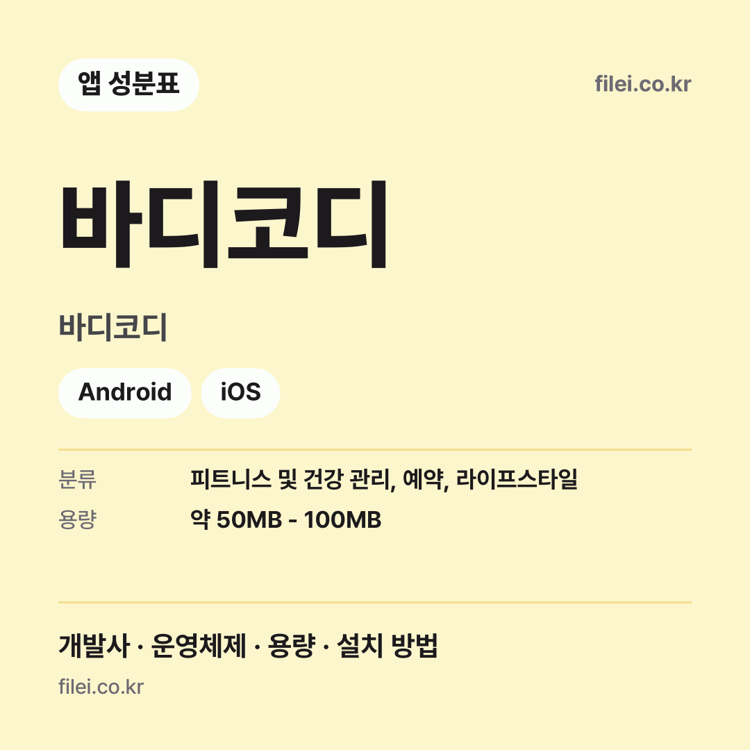 바디코디 다운로드 · 바디코디 · Android, iOS