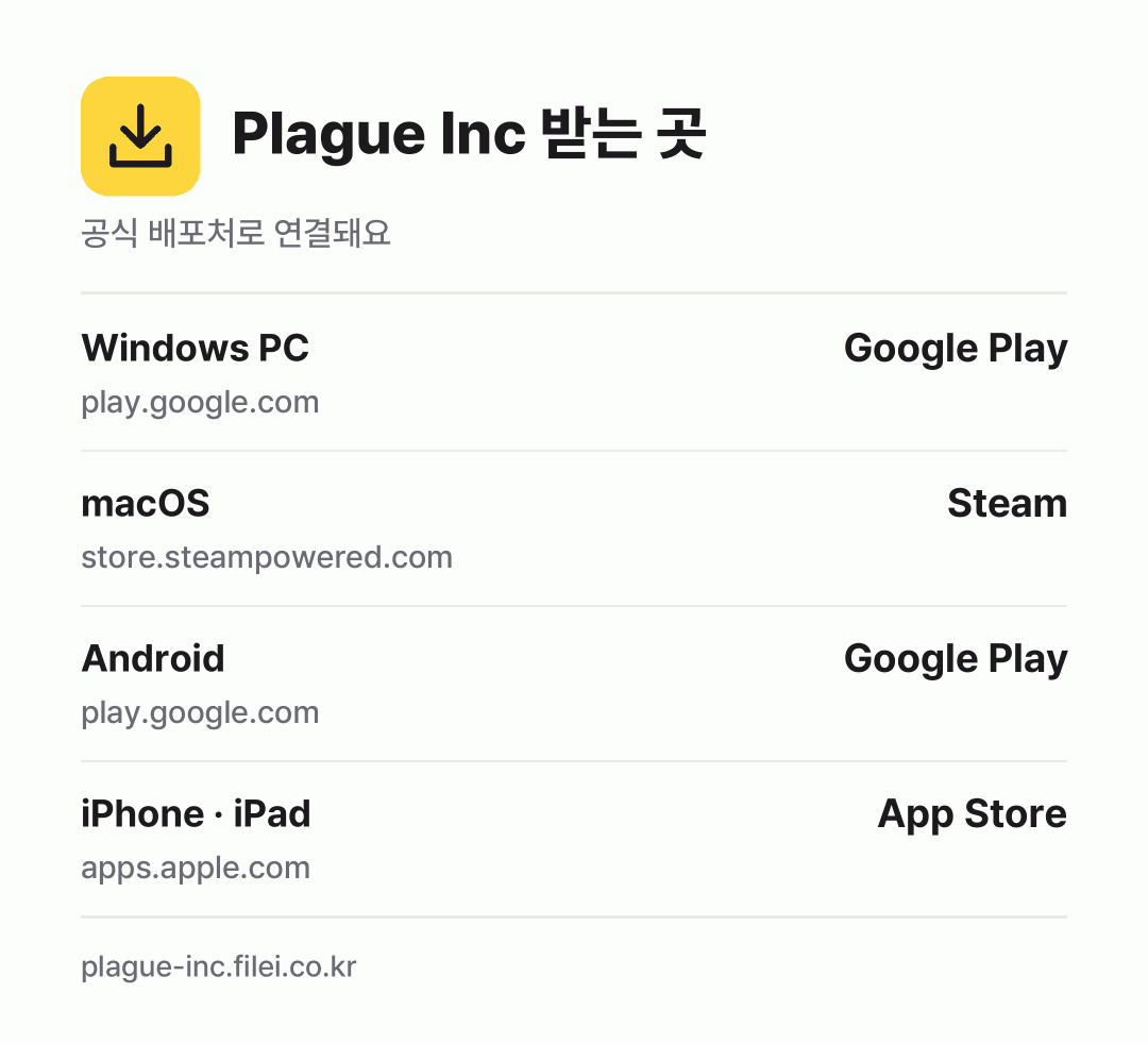 Plague Inc 받는 곳: Windows PC, macOS, Android, iPhone · iPad