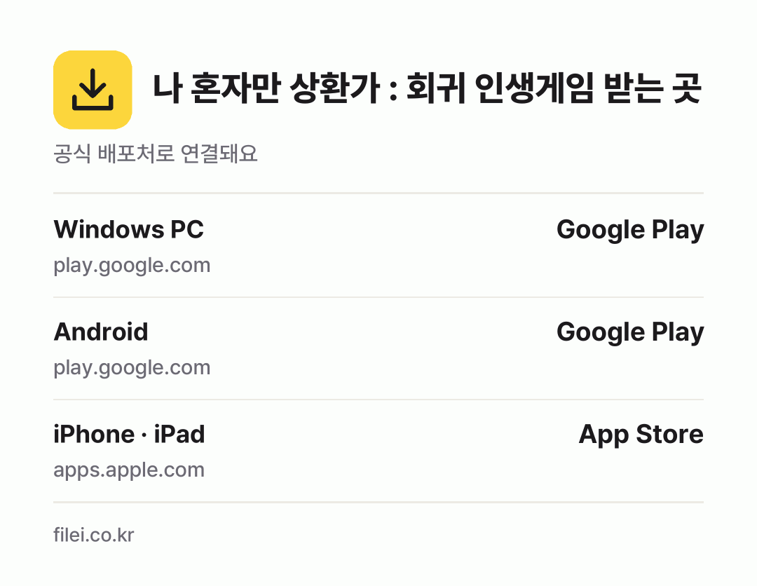 나 혼자만 상환가 : 회귀 인생게임 받는 곳: Windows PC, Android, iPhone · iPad